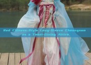 Red Chinese-Style Long-Sleeve Cheongsam as a Toast-Giving Attire