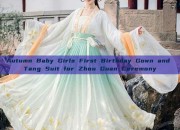 Autumn Baby Girls First Birthday Gown and Tang Suit for Zhou Guan Ceremony