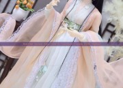 Red-Clad Ancient Fairy Child in Traditional Chinese Hanfu Fashion
