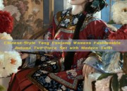 Chinese-Style Tang Costume Womens Fashionable Autumn Two-Piece Set with Modern Twist