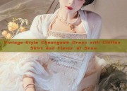 Vintage-Style Cheongsam Dress with Chiffon Skirt and Flavor of Snow