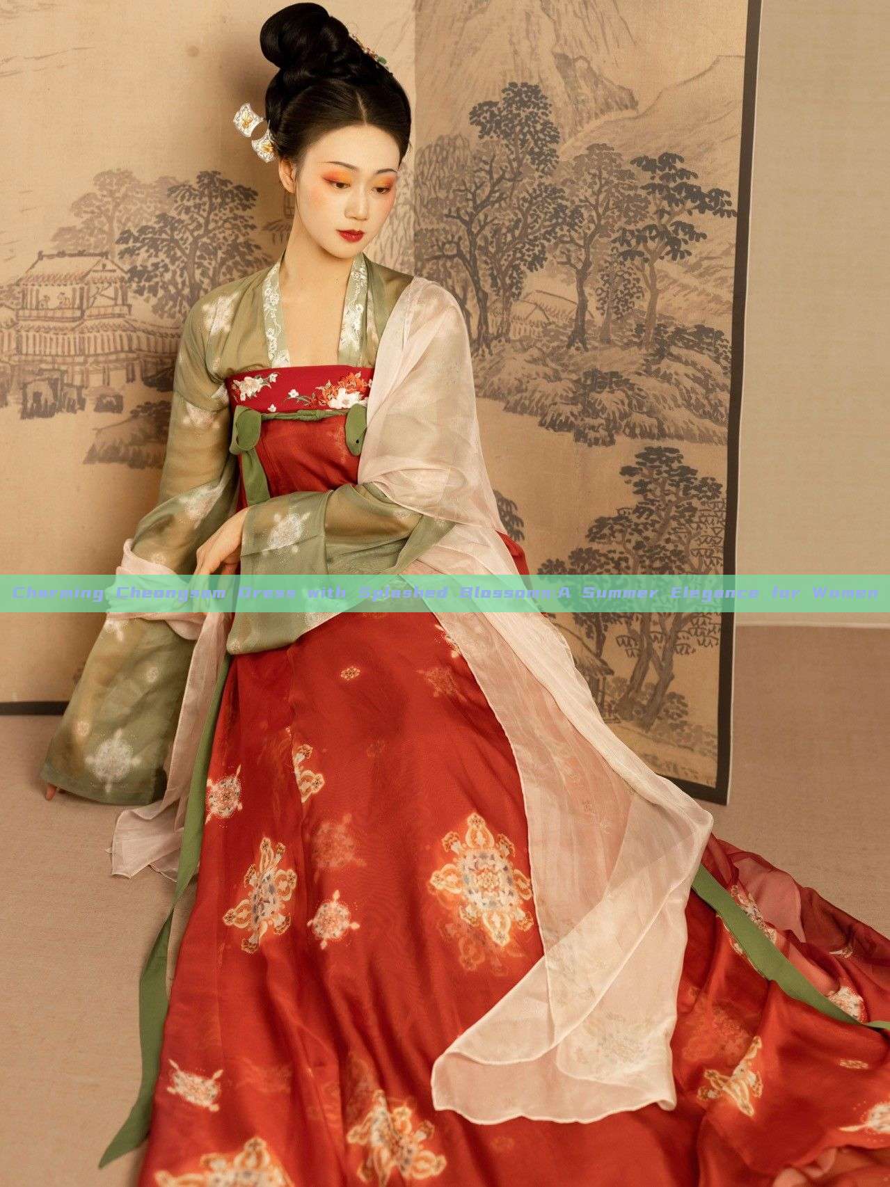 Charming Cheongsam Dress with Splashed Blossoms:A Summer Elegance for Women Charming Cheongsam Dress with Splashed Blossoms:A Summer Elegance for Women