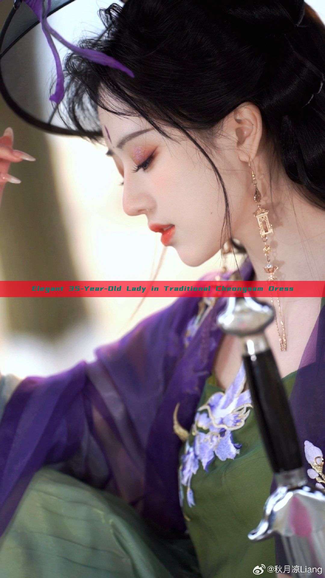 Elegant 35-Year-Old Lady in Traditional Cheongsam Dress