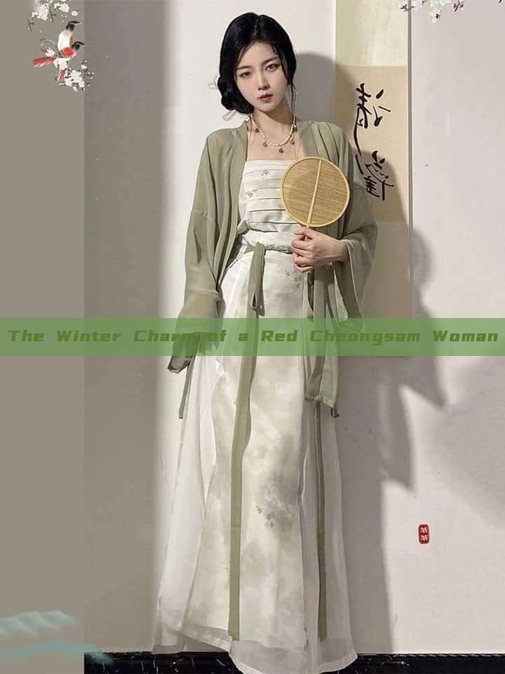 The Winter Charm of a Red Cheongsam Woman The Winter Charm of a Red Cheongsam Woman