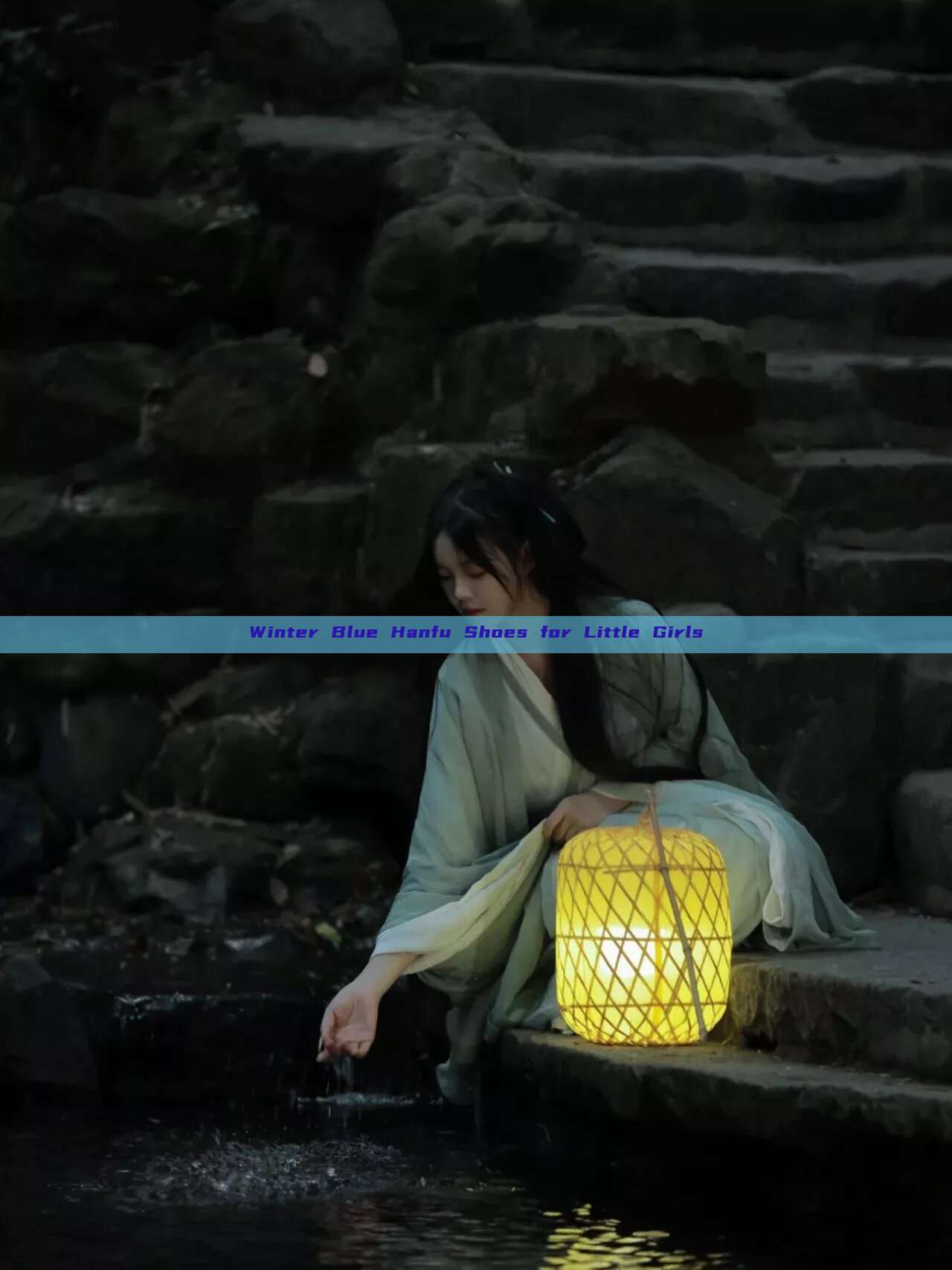 Winter Blue Hanfu Shoes for Little Girls