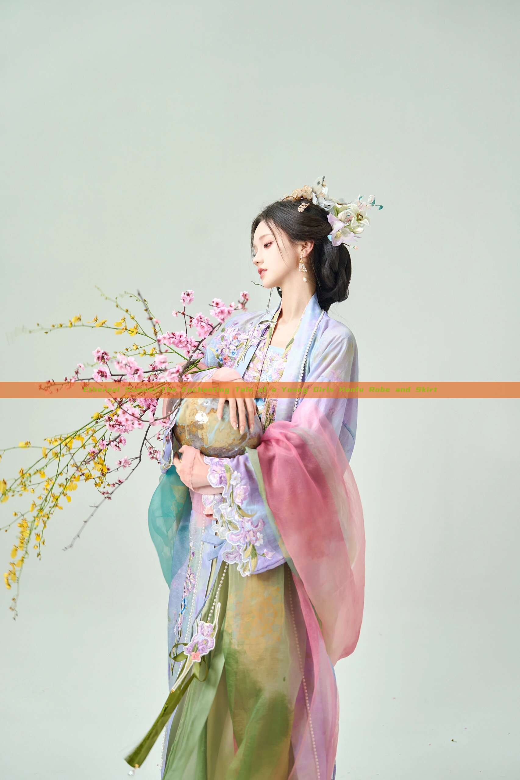 Ethereal Summer:The Enchanting Tale of a Young Girls Hanfu Robe and Skirt Ethereal Summer:The Enchanting Tale of a Young Girls Hanfu Robe and Skirt