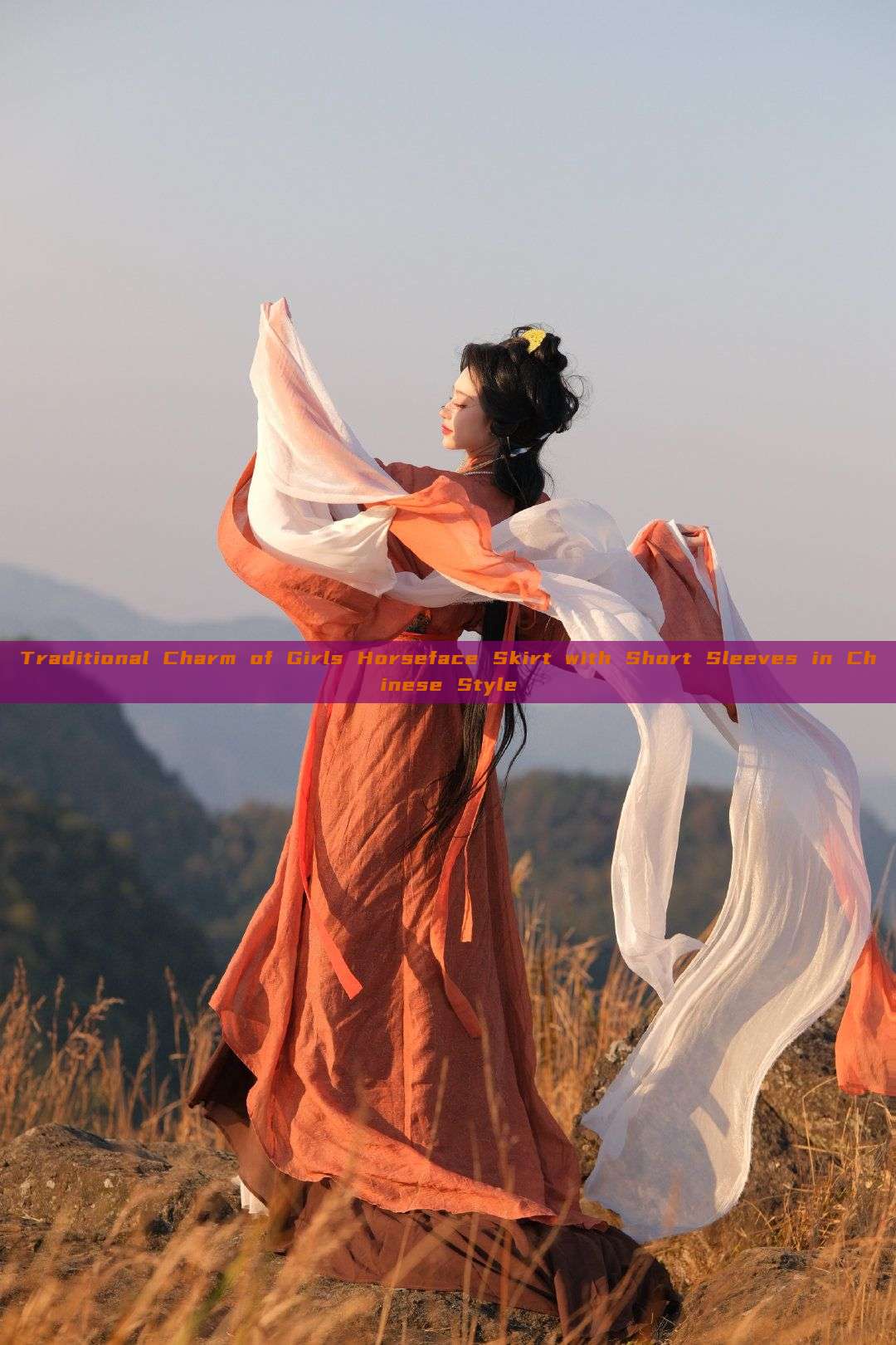 Traditional Charm of Girls Horseface Skirt with Short Sleeves in Chinese Style Traditional Charm of Girls Horseface Skirt with Short Sleeves in Chinese Style