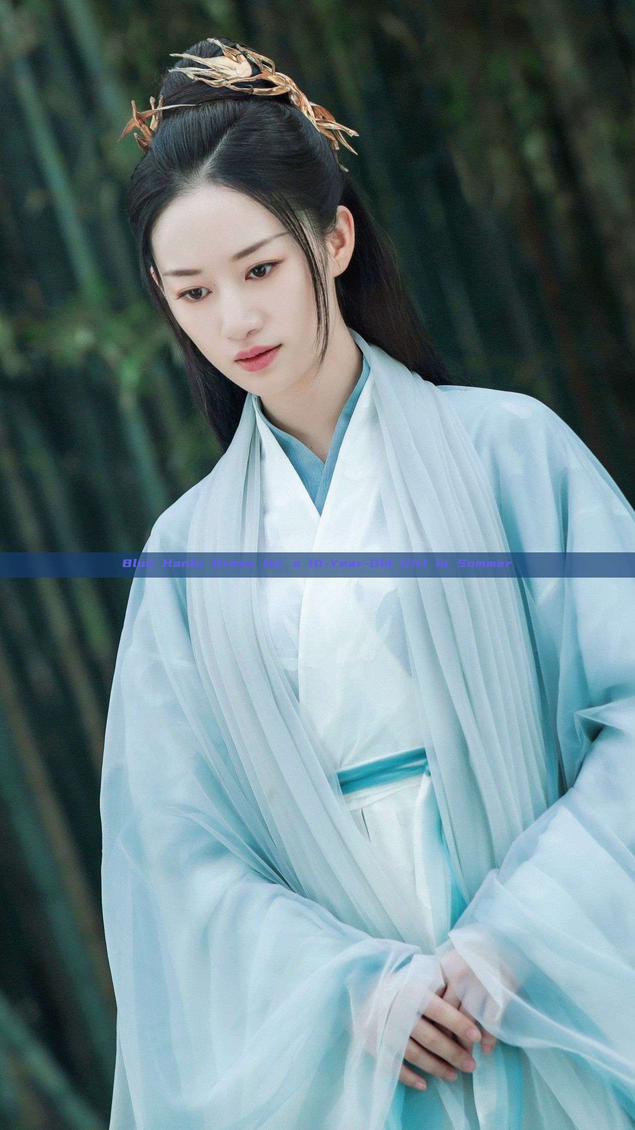 Blue Hanfu Dress for a 10-Year-Old Girl in Summer Blue Hanfu Dress for a 10-Year-Old Girl in Summer