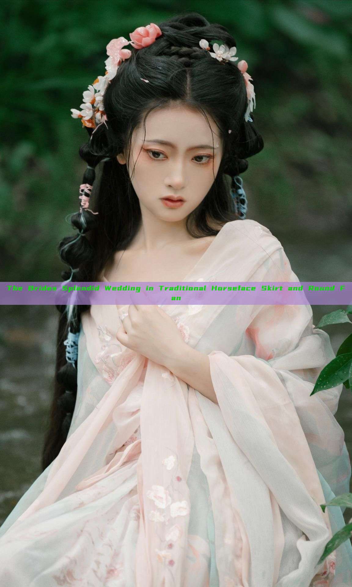 The Brides Splendid Wedding in Traditional Horseface Skirt and Round Fan