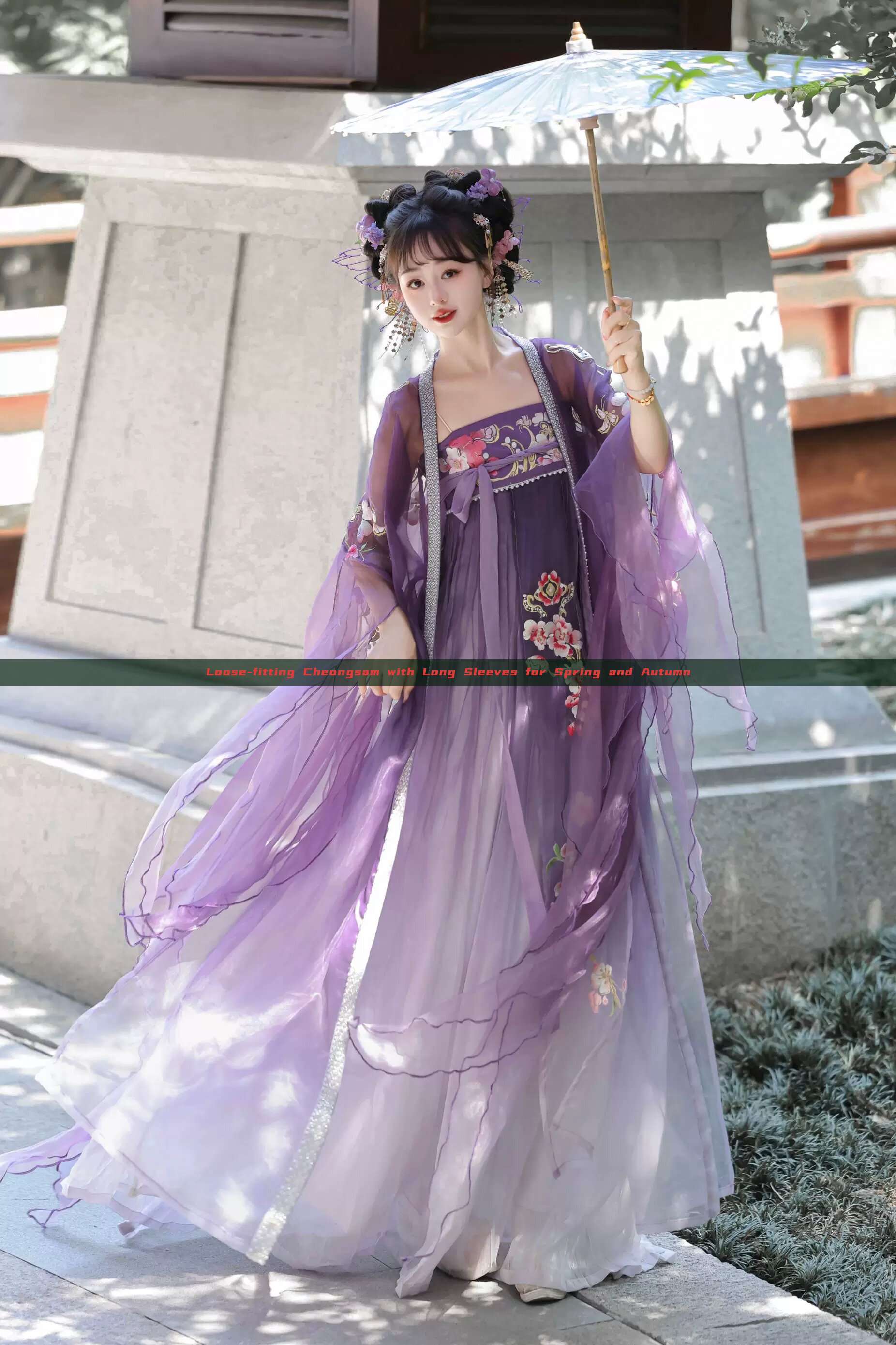 Loose-fitting Cheongsam with Long Sleeves for Spring and Autumn Loose-fitting Cheongsam with Long Sleeves for Spring and Autumn