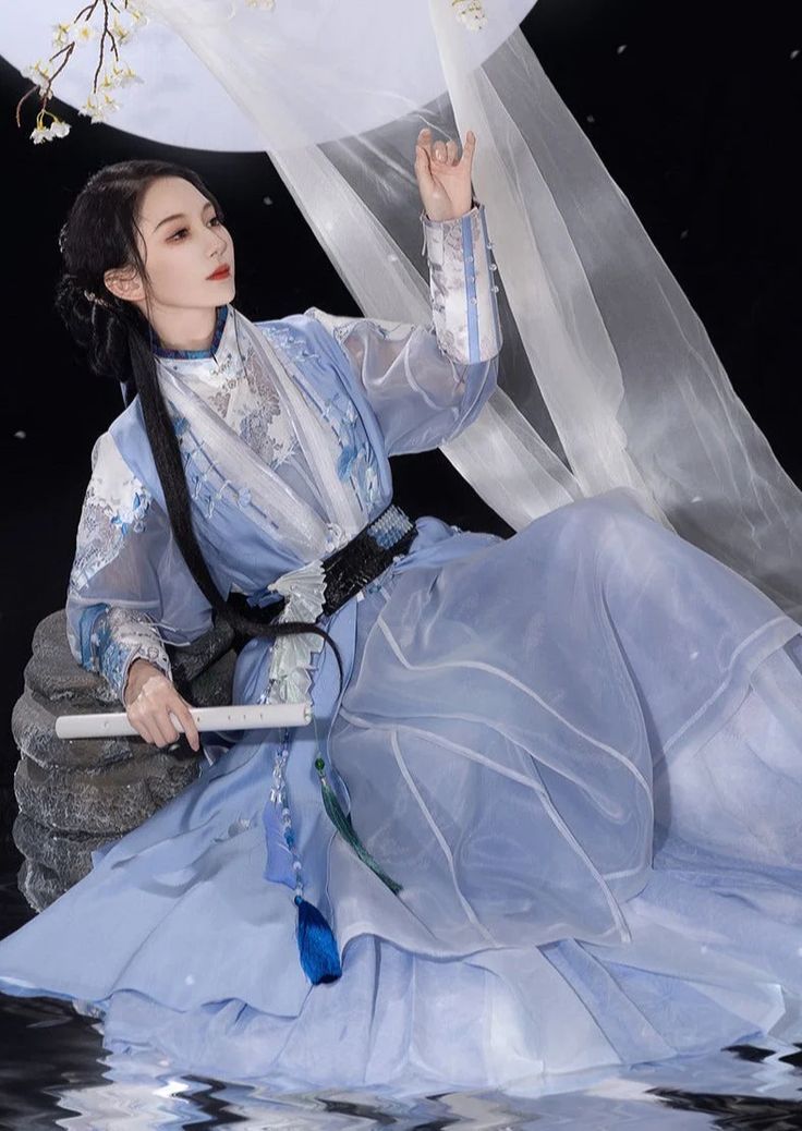 The Enchantment of a Black Cheongsam and a Blue Butterfly
