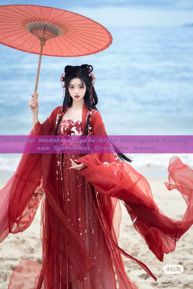 Graceful Modern Chinese-Style Reimagined Cheongsam Sleeveless Dress for Women