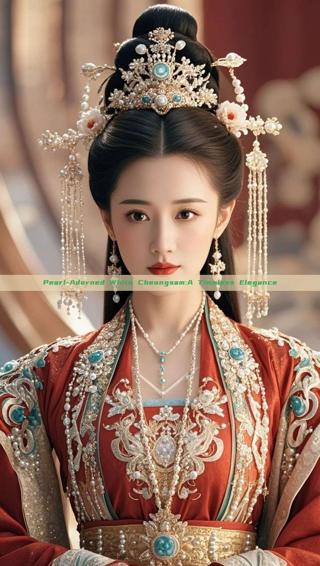 Pearl-Adorned White Cheongsam:A Timeless Elegance