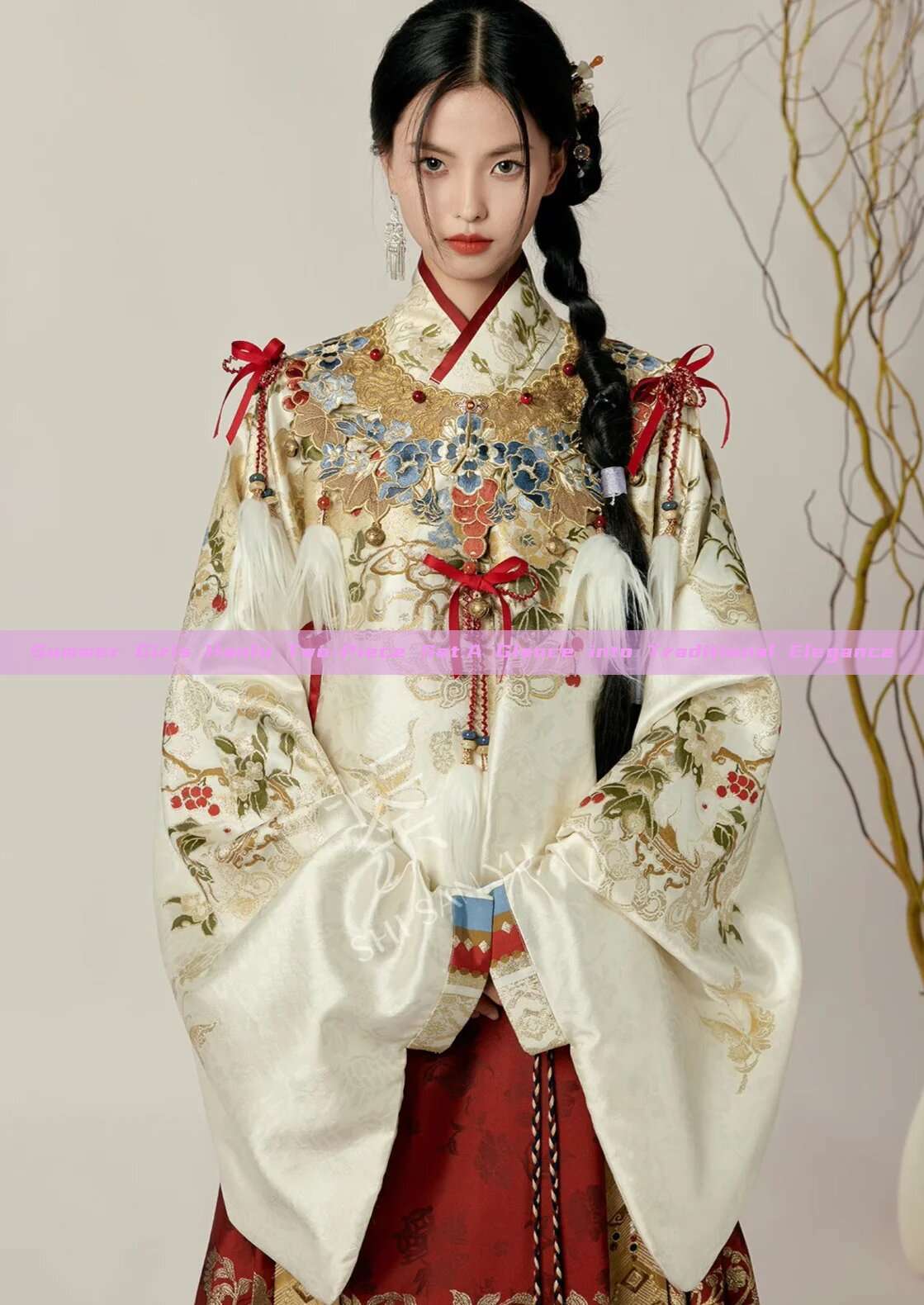 Summer Girls Hanfu Two-Piece Set:A Glance into Traditional Elegance Summer Girls Hanfu Two-Piece Set:A Glance into Traditional Elegance